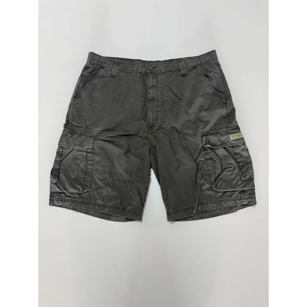 Wrangler Mens Hero Cargo Shorts Gray Relaxed Fit Ripstop Cotton Size 38